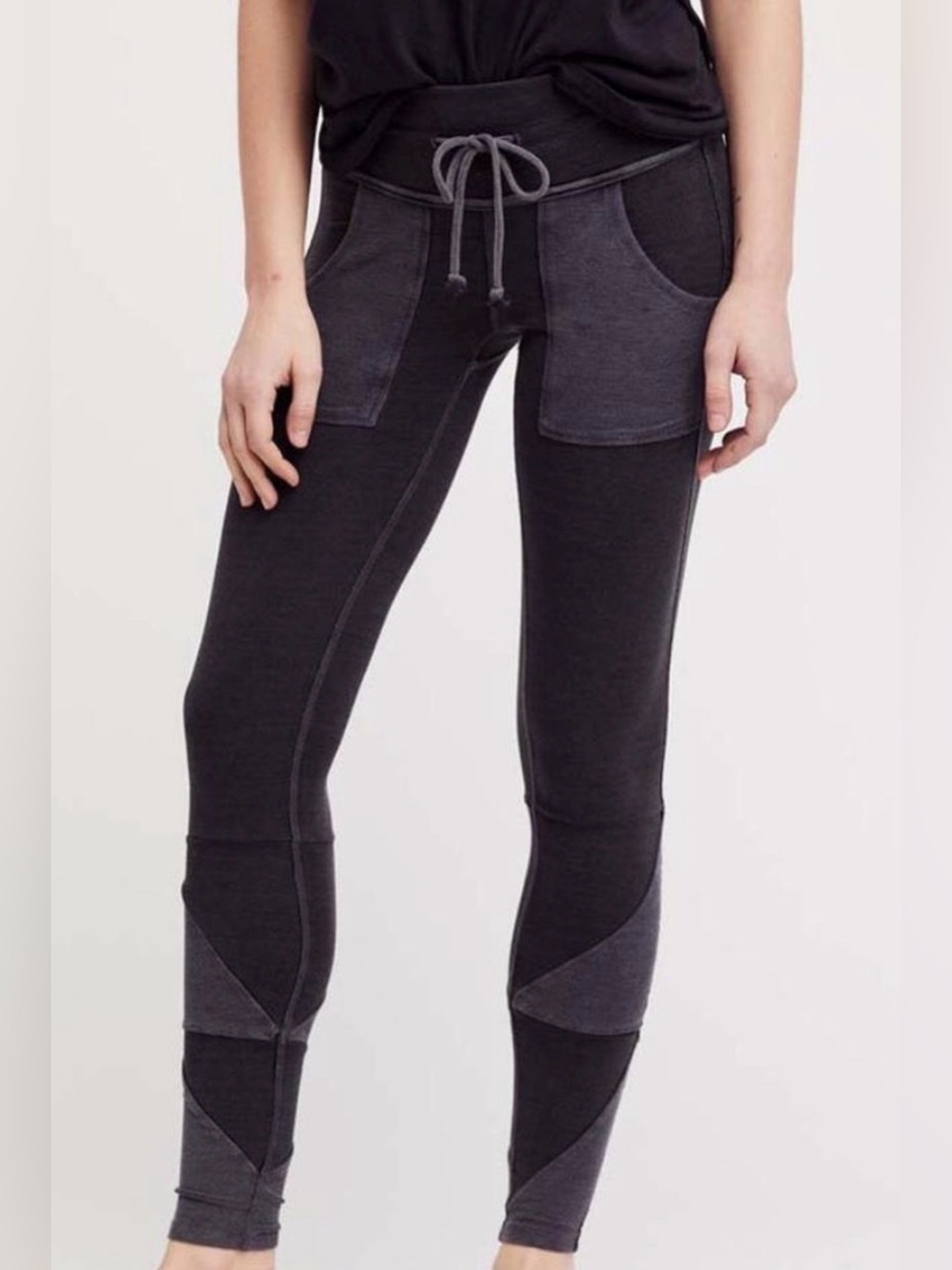FP Movement by Free People Black & Charcoal Panel Jogger Leggings